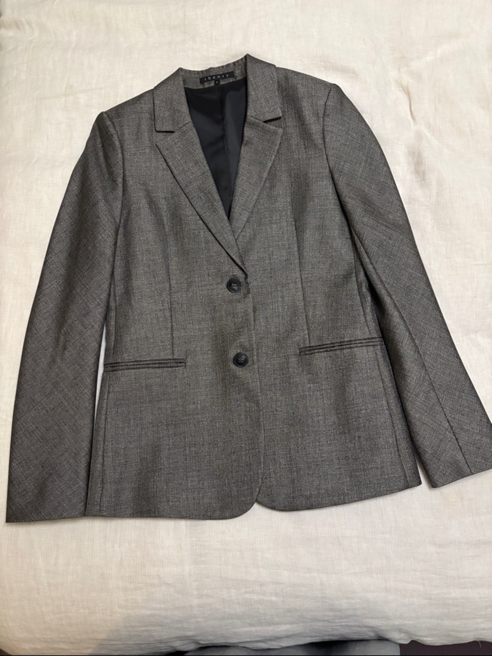 Theory Gray Two-Button Tailored Women's Blazer
